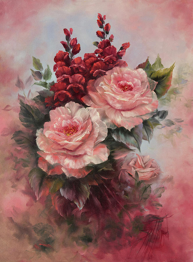 Roses and Snapdragons Painting by Lynne Pittard