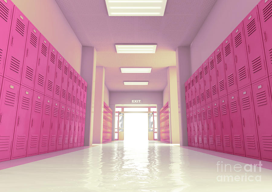Pink School Locker Exit Way Digital Art