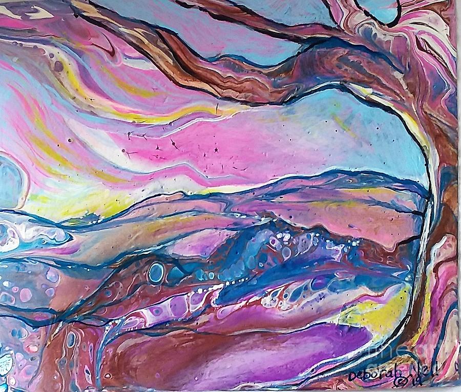Tree Painting - Pink Sky by Deborah Nell