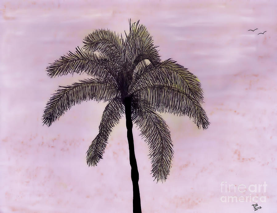 Pink - Sky - Palm Drawing by D Hackett