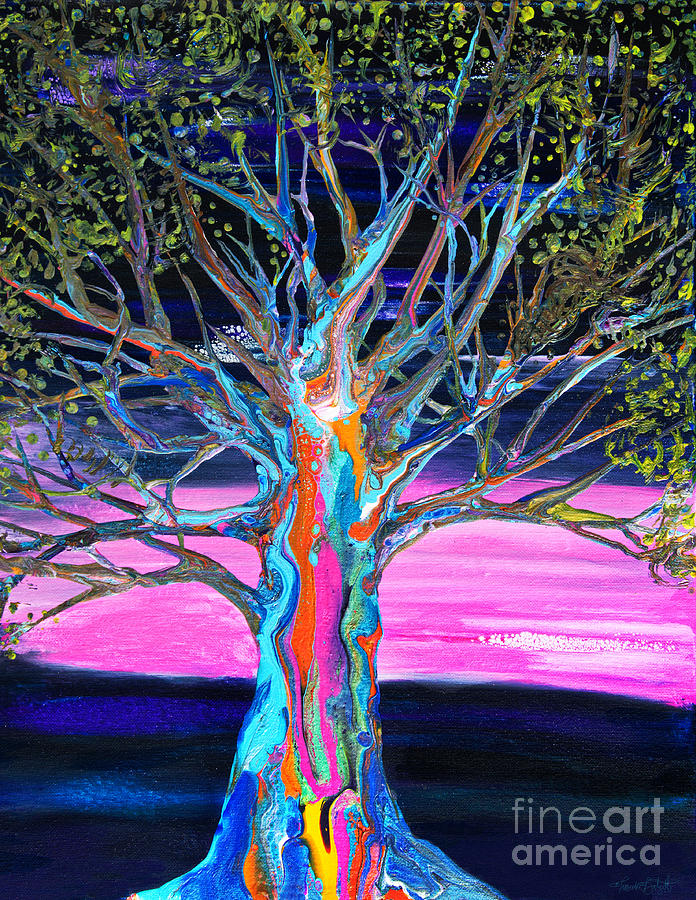 Pink Sky Rainbow Tree #4371 Painting