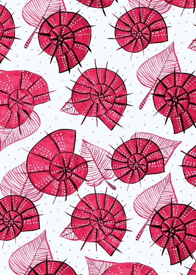 Pink Snails Pattern Digital Art by Boriana Giormova
