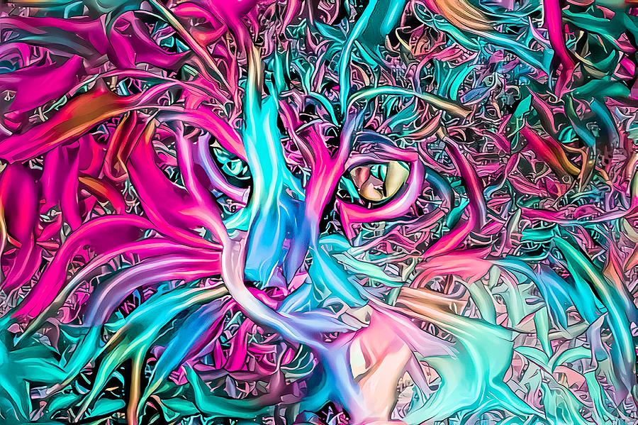 Pink Spaghetti String Kitty Digital Art by Don Northup