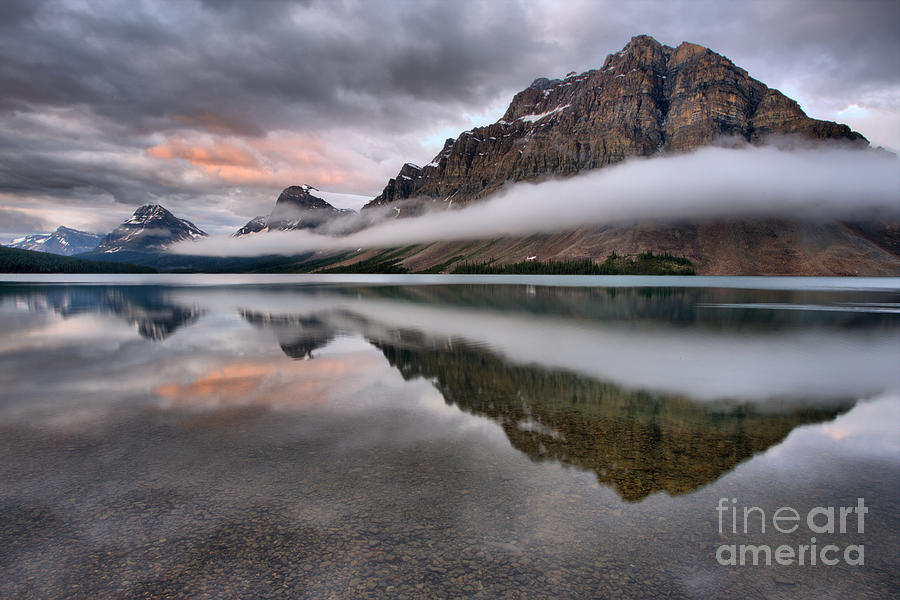Pink Storm Clouds Over Bow Lake Photograph by Adam Jewell