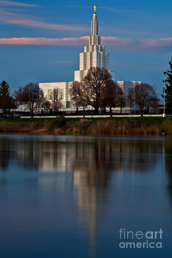 Pink Stripe Over The Idaho Falls Temple Photograph by Adam Jewell