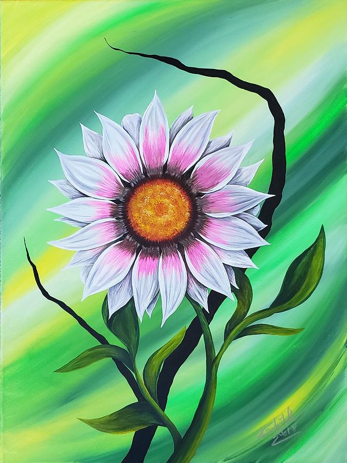 pink sunflower painting