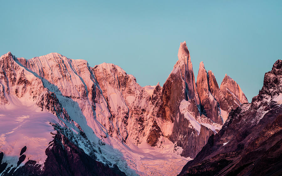 Pink Sunset View Of Cerro Torre And Fitz Roy Mountain Ranges Los ...