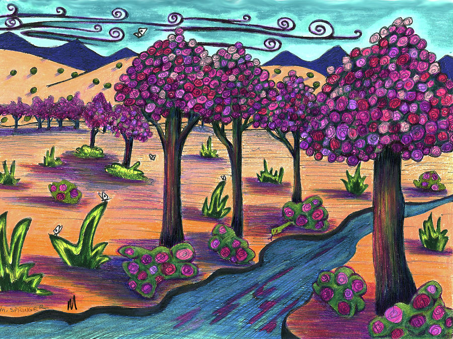 Tree Drawing - Pink Trees by Mindy Curran