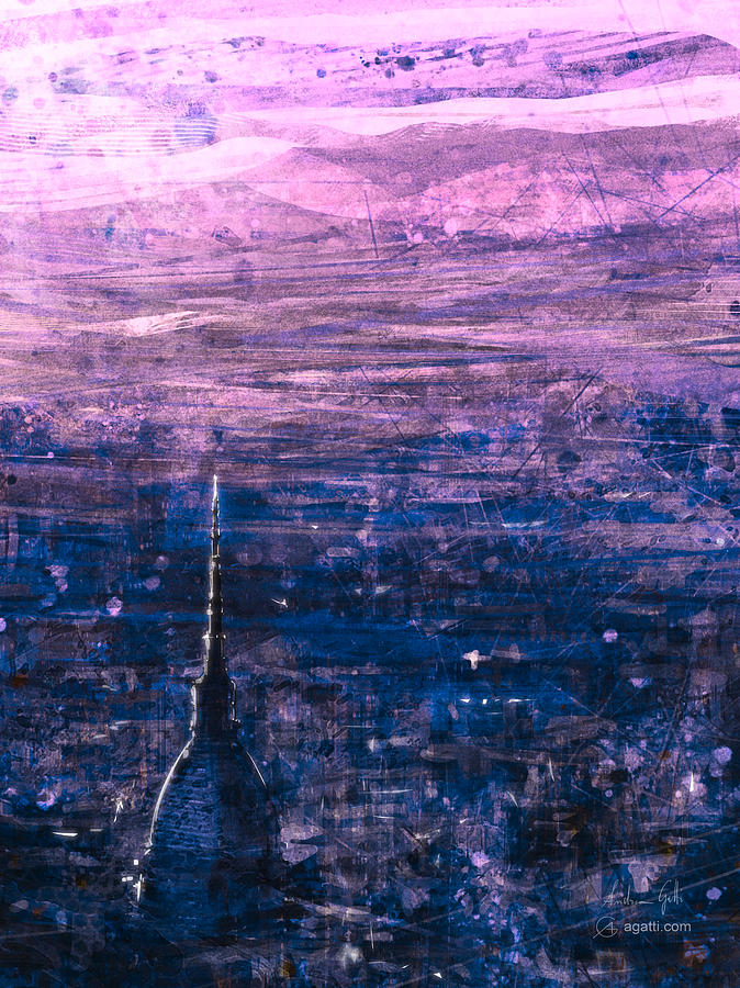 Pink Turin Aerial View Digital Art by Andrea Gatti