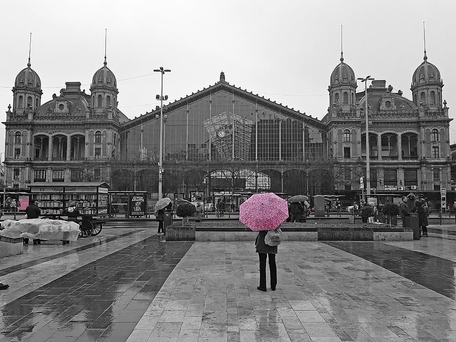 Pink Umbrella Budapest Photograph by Tito Slack