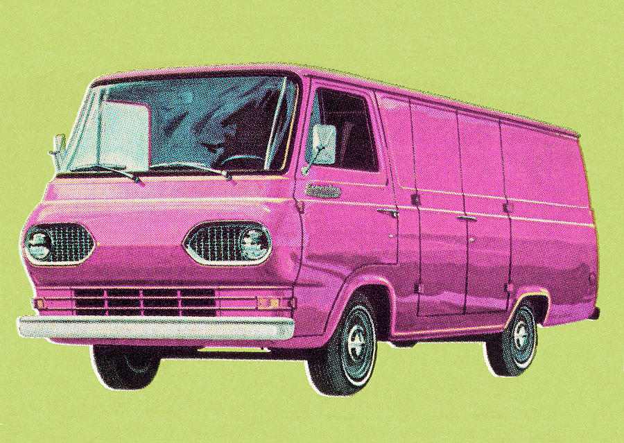Transportation Drawing - Pink Van by CSA Images