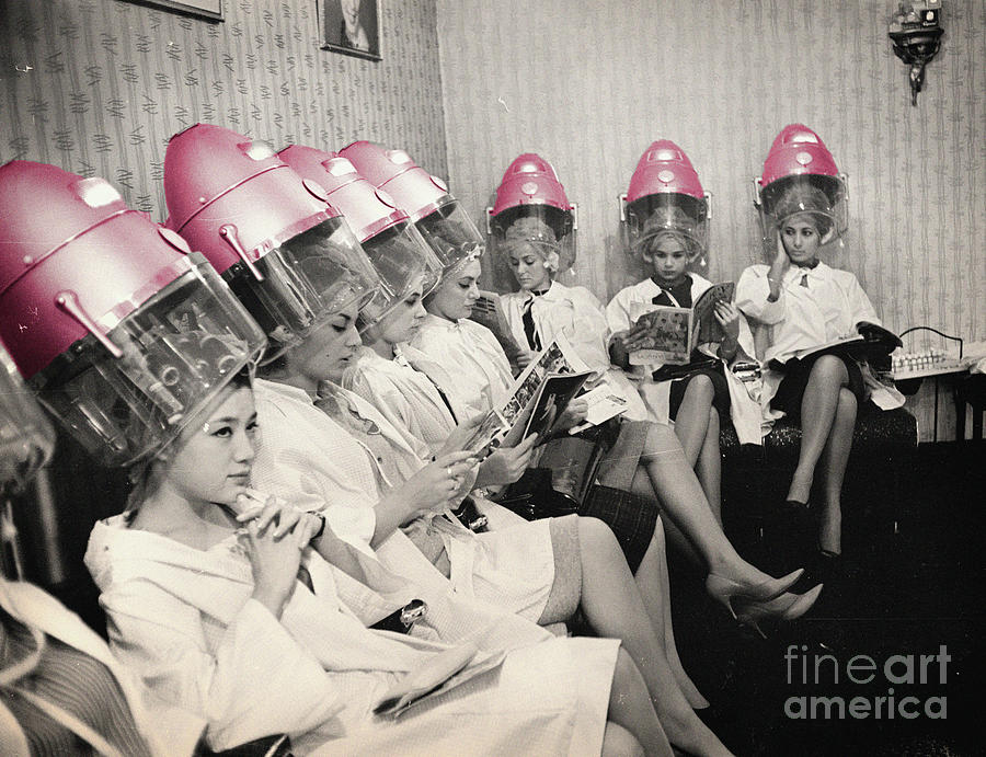 Pink Vintage Hair Dryers Painting by Mindy Sommers - Pixels