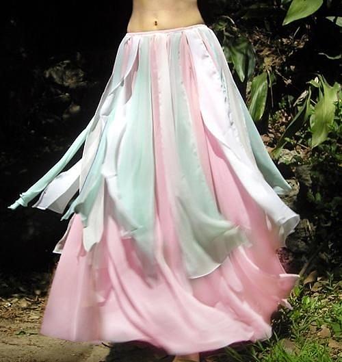 Chiffon Photograph - Pink white sage-green multicolored skirt from Ameynra collection 4 by Sofia Goldberg