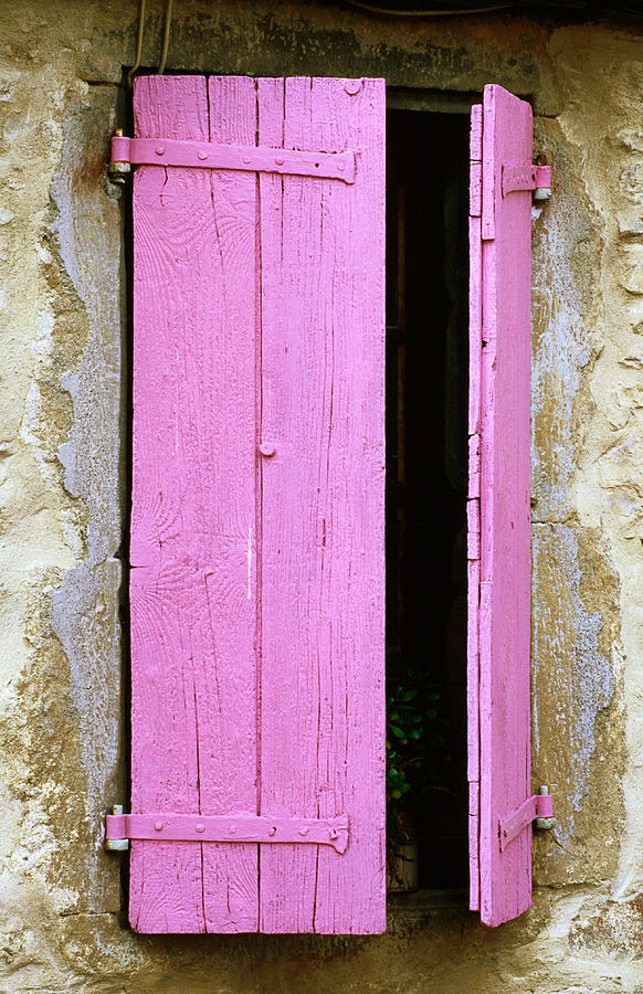 Pink Wooden Shutters, Minerve Photograph by David Tomlinson