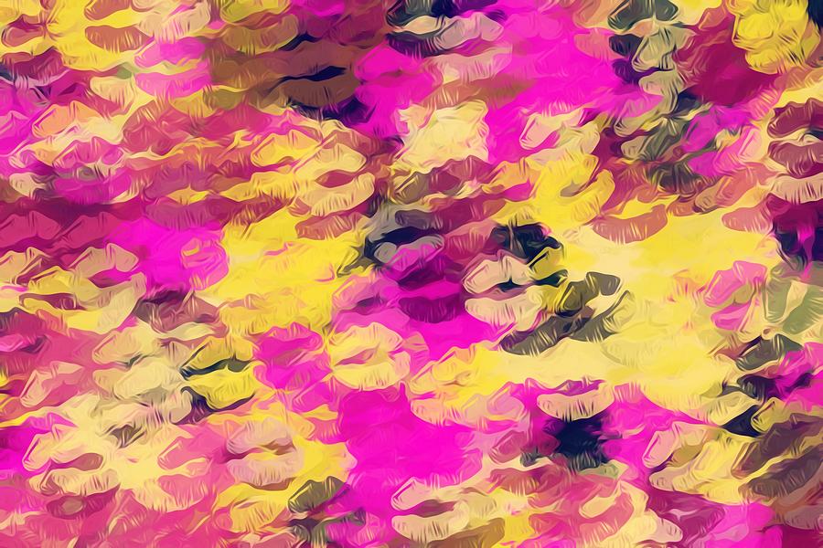 Pink Yellow And Black Kisses Lipstick Abstract Background Painting