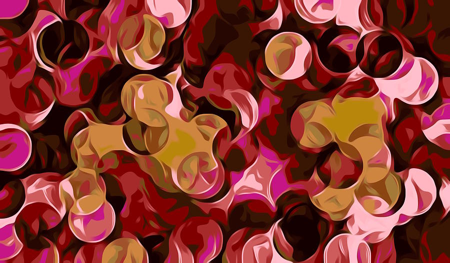 Pink Yellow And Red Circle Pattern Abstract Background Painting