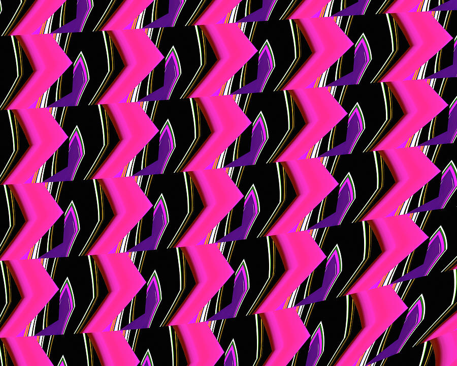 Abstract Painting - Pink Zigzag Pattern by Mike Morren