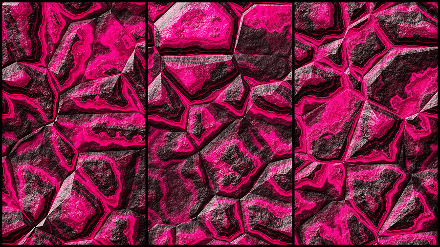 Pinkish Colored Stone Triptych Digital Art by Don Northup
