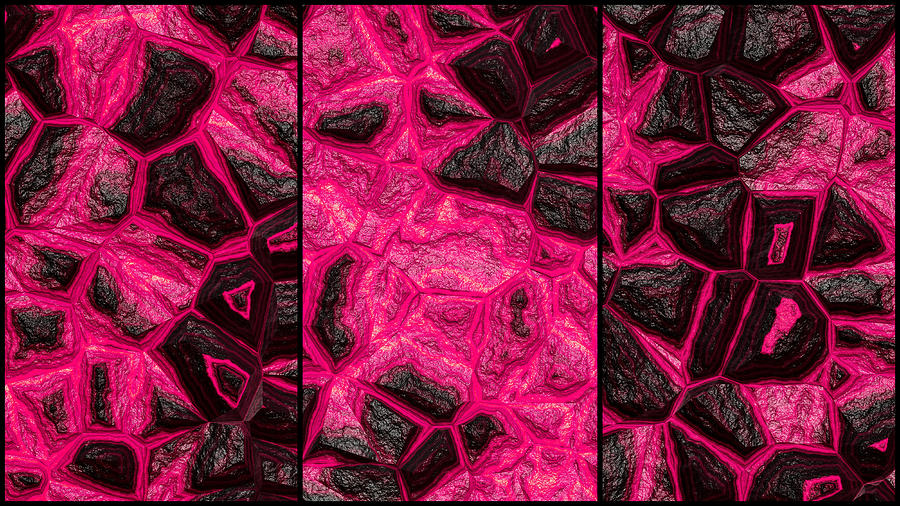 Pinkish Dynamic Wall Abstract Triptych Digital Art by Don Northup