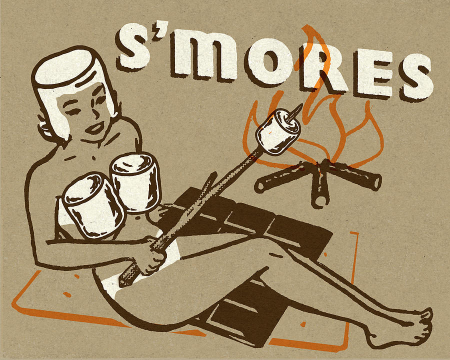 Vintage Drawing - Pinup Woman as a Smore by CSA Images