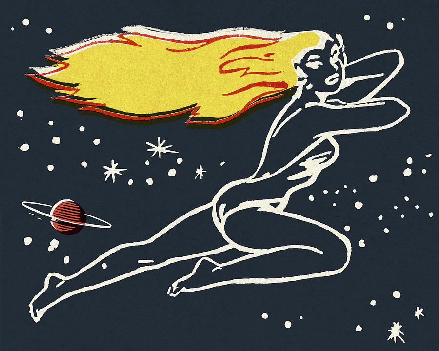 Science Fiction Drawing - Pinup Woman Constellation by CSA Images