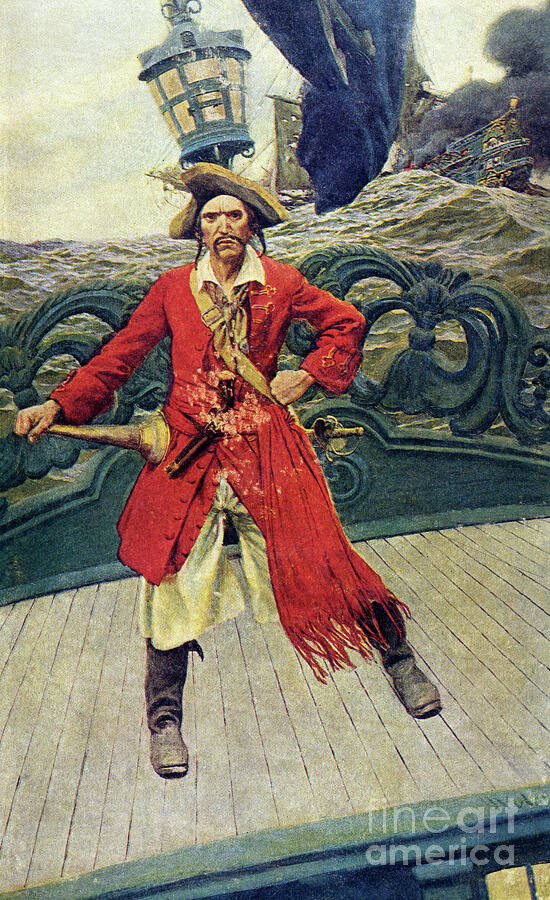 Book Drawing - Pirate Captain On Deck, Early 20th Century Book Illustration by Howard Pyle