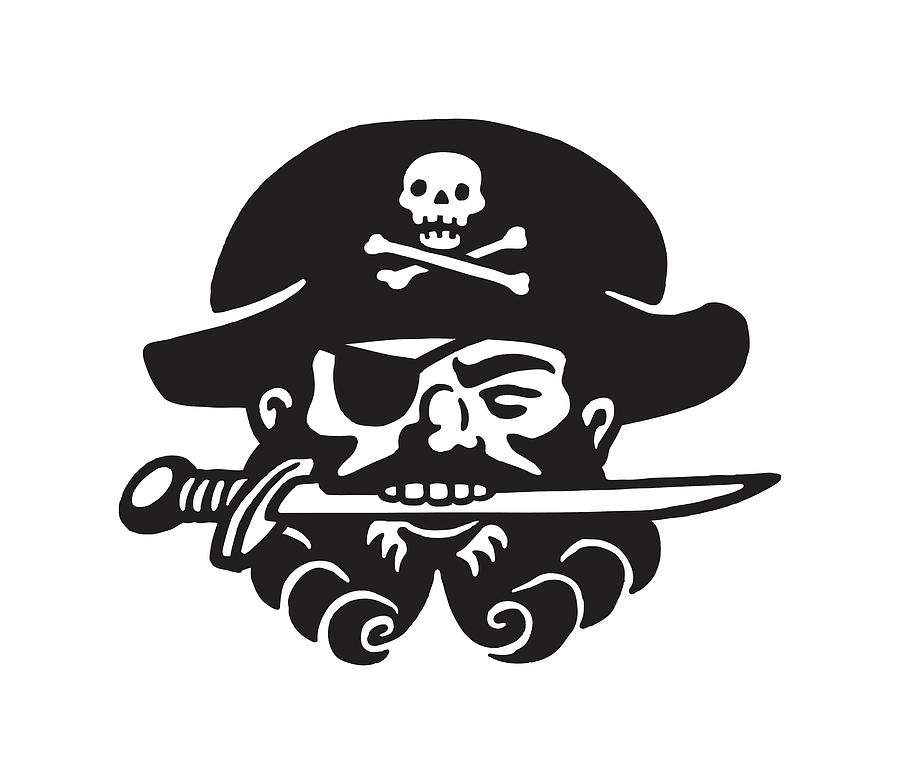 Pirate Holding Knife In Teeth Drawing By Csa Images - Fine Art America