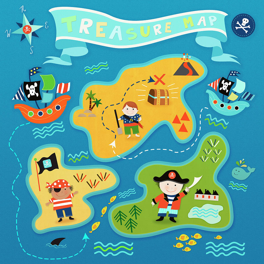 Treasure Map Digital Art - Pirate Map by Carla Martell