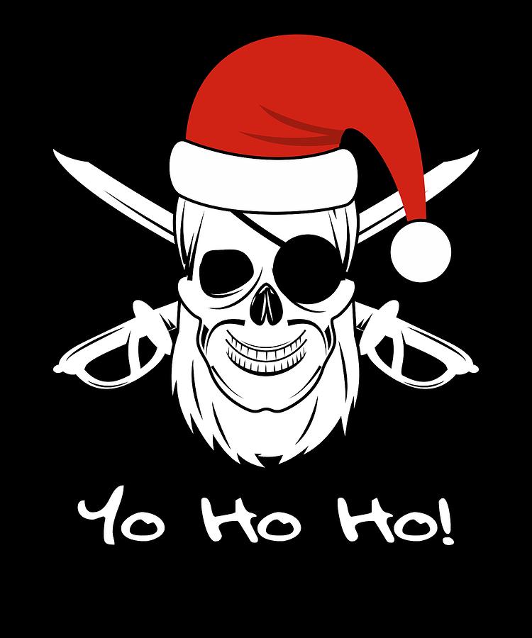 Pirate Santa Funny Skull Christmas Holidays YoHoHo Digital Art by Grace ...