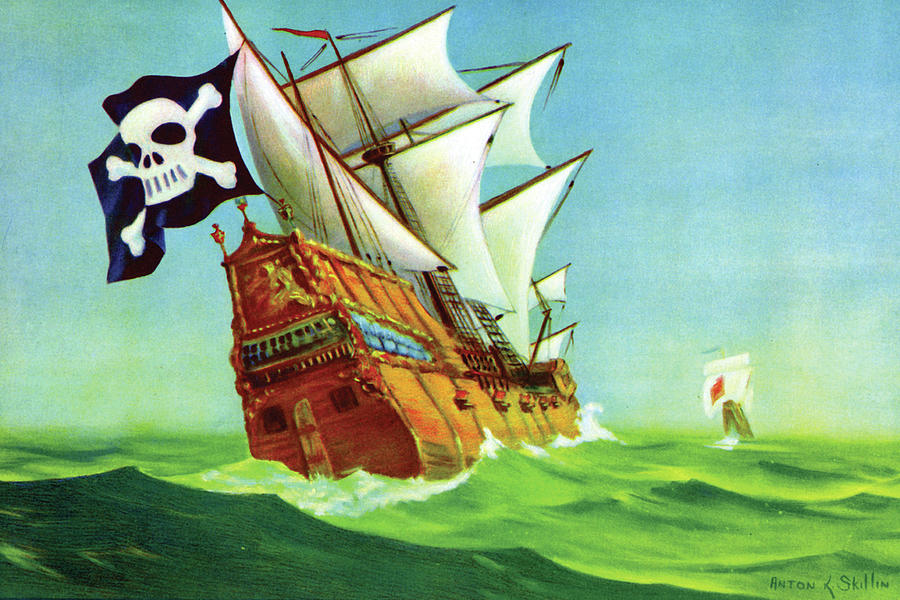 Pirate Ship Painting by Anton K. Skillin