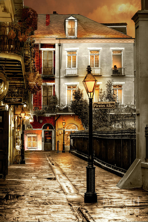 French Quarter Architecture Photograph - Pirates Alley Sepia by Alex Demyan French Quarter Architecture Photograph - Pirates Alley Sepia by Alex Demyan
