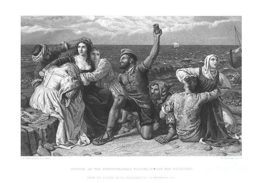 Pirates Of The Mediterranean Playing Drawing by Print Collector
