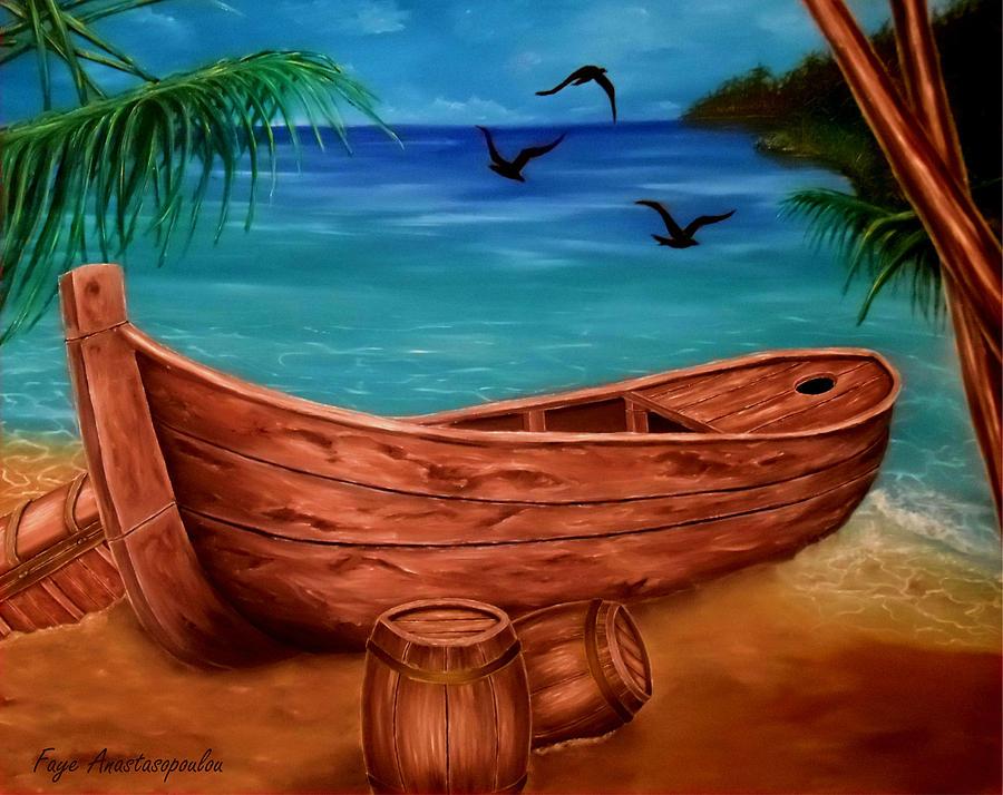 Boat Painting - Pirates Story by Faye Anastasopoulou