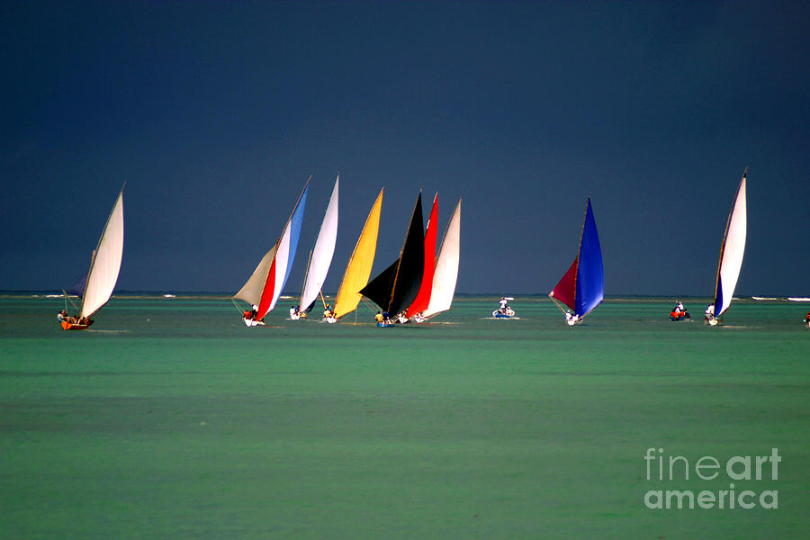 Sailboat Photograph - Pirogues On The Horizon In Front by Paul Banton Sailboat Photograph - Pirogues On The Horizon In Front by Paul Banton