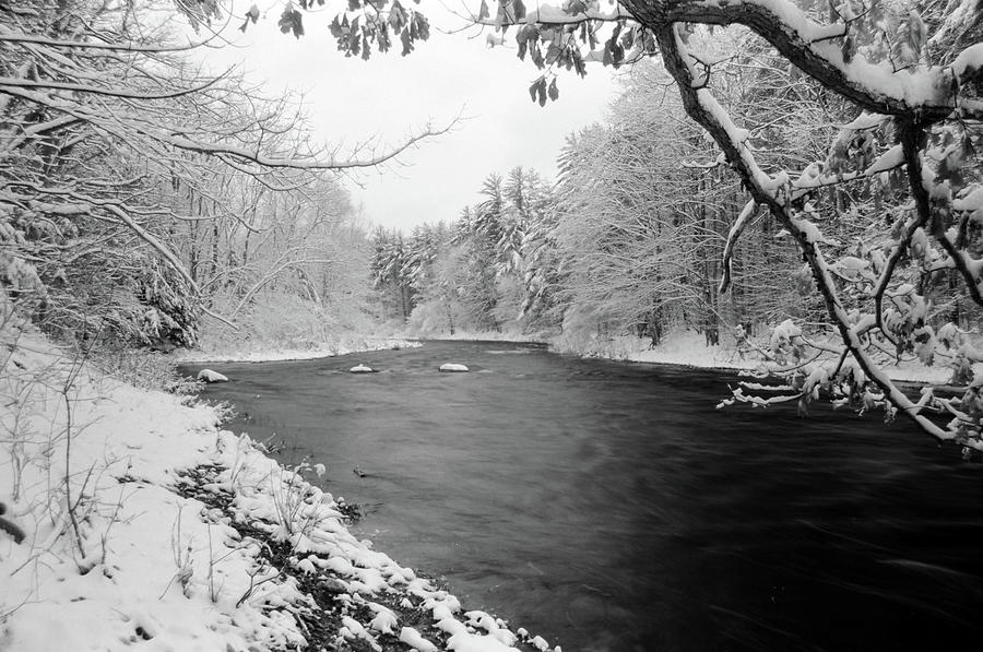 Piscataquog River in April snow Photograph by Michael McCormack