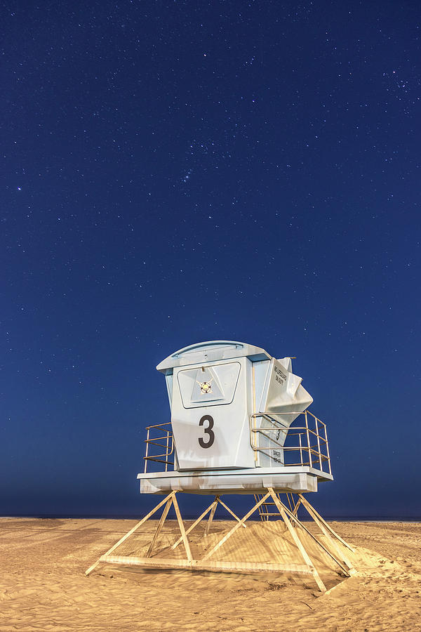Pismo Lifeguard Stand with Stars  Photograph by John McGraw
