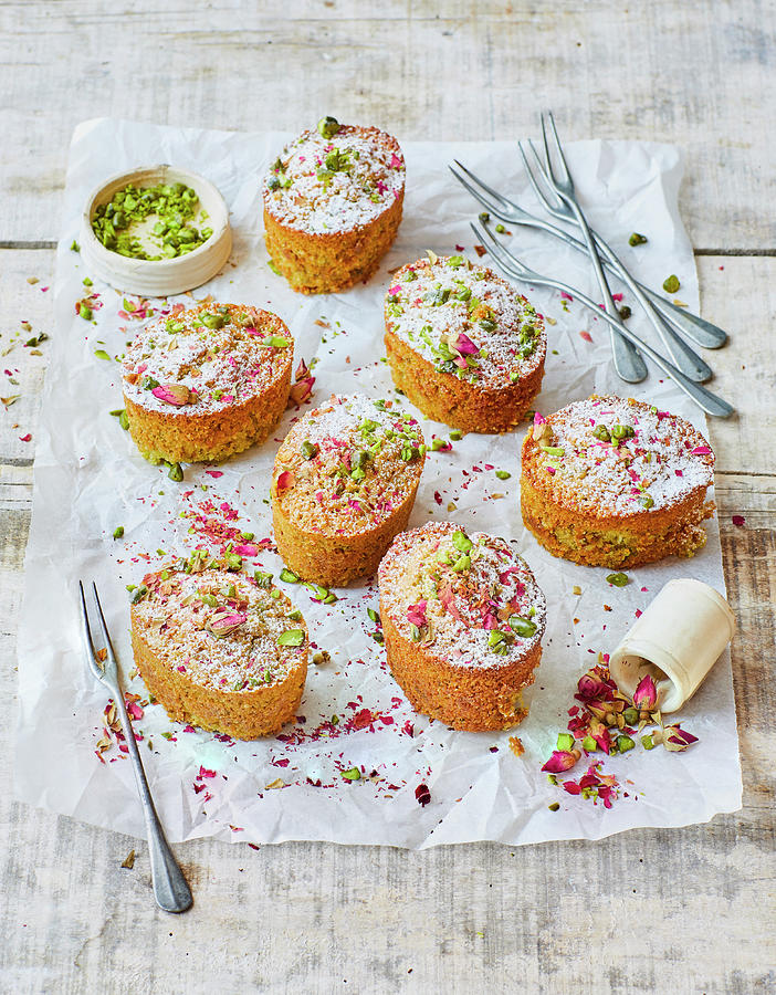 Pistachio And Rosewater Cupcakes Photograph by Ian Wallace