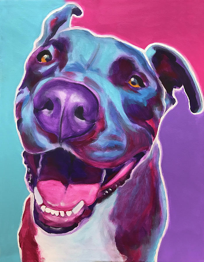 Animal Painting - Pit Bull - Candy by Dawgart