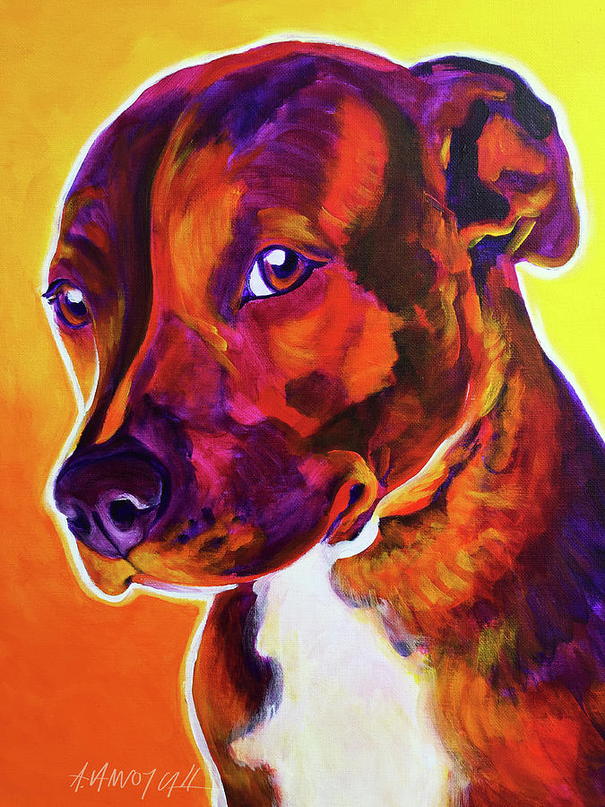 Dog Painting - Pit Bull - Luna by Dawgart