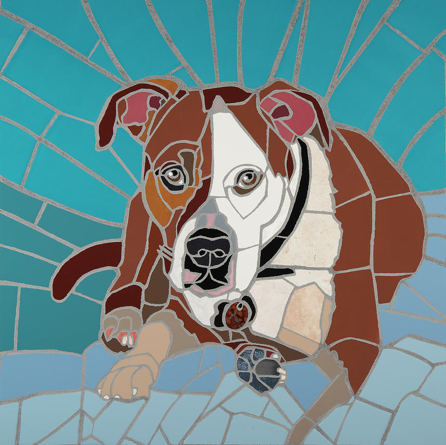 Dog Mixed Media - Pit Bull Portrait I by Jonathan Mandell