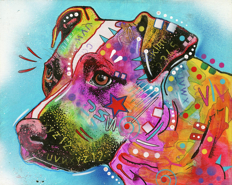 Animal Mixed Media - Pit Bull Star by Dean Russo- Exclusive
