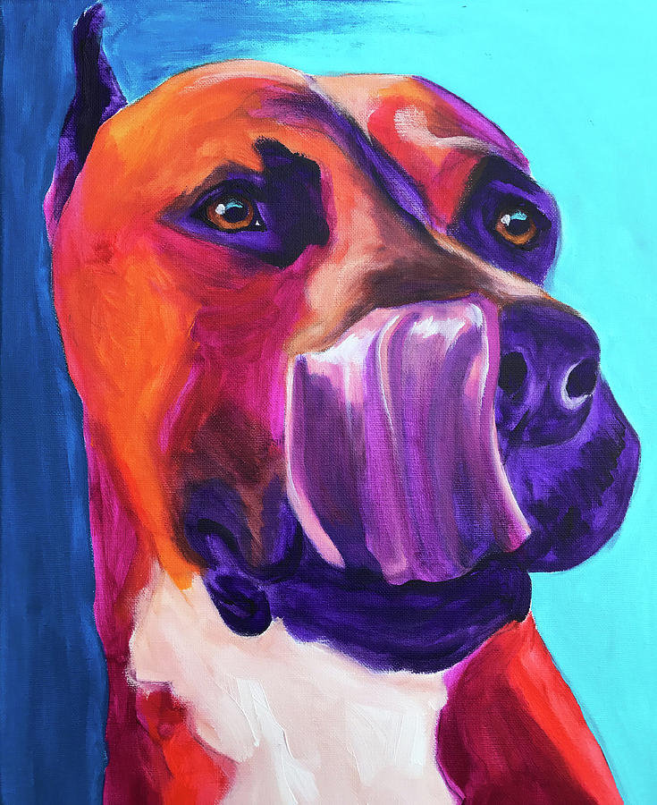 Animal Painting - Pit Bull - Tasty by Dawgart