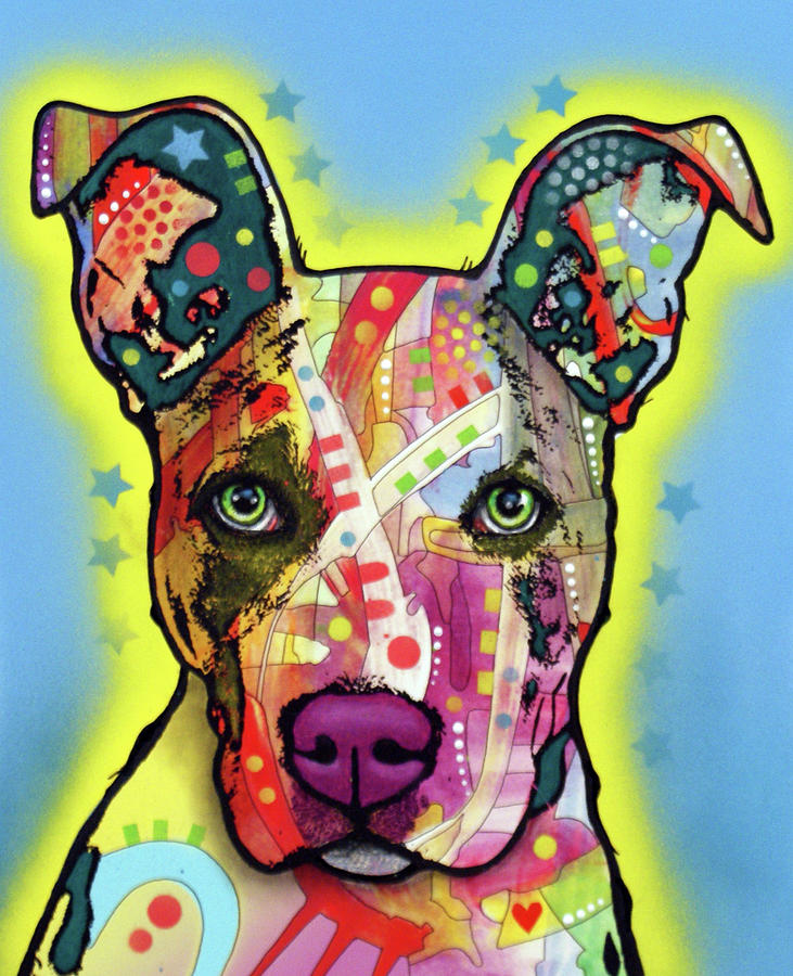 Pitbull Mix Painting by Dean Russo Art