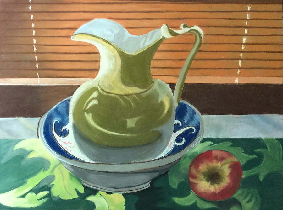 Stillife Pastel - Pitcher and Apple by Mary Birchard