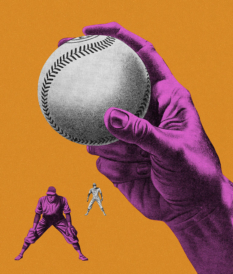 Baseball Drawing - Pitcher Holding a Baseball by CSA Images