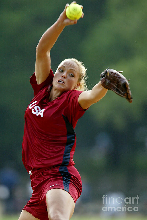 Softball Photograph - Pitcher Jennie Finch Delivers A Pitch by New York Daily News Archive