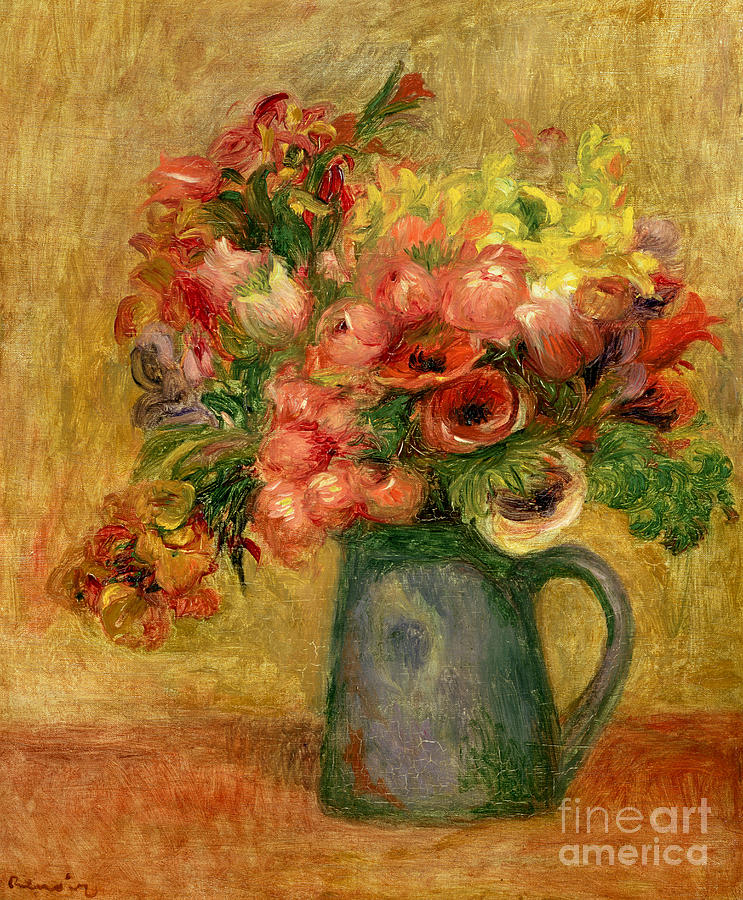 Pitcher of Flowers, circa 1889 Painting by Pierre Auguste Renoir