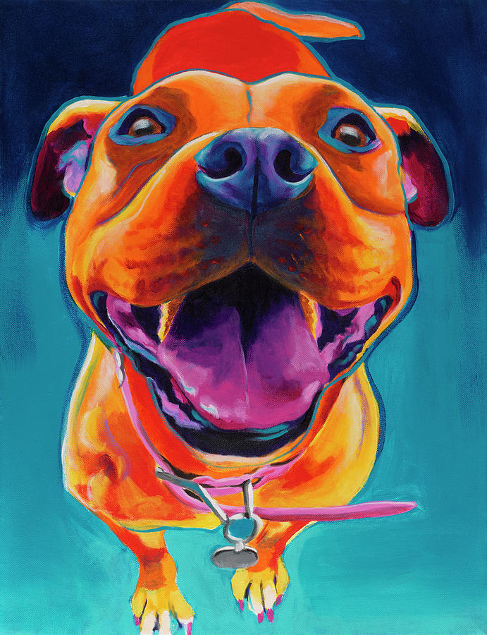 Pittie Party Painting by Dawgart - Fine Art America