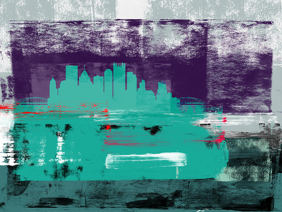 Pittsburgh Mixed Media - Pittsburgh Abstract Skyline II by Naxart Studio