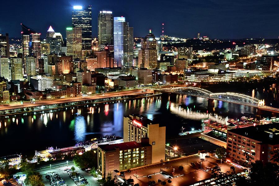 Pittsburgh Buildings and Lights from Above Photograph by Frozen in Time Fine Art Photography